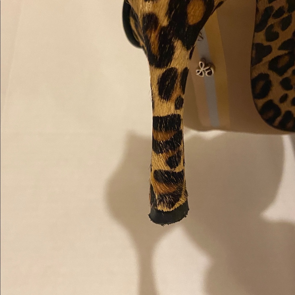 Sam Edelman Hinda Leopard Print Calf Hair Pointed Toe Pump Heels - Size 8 - Picture 5 of 12